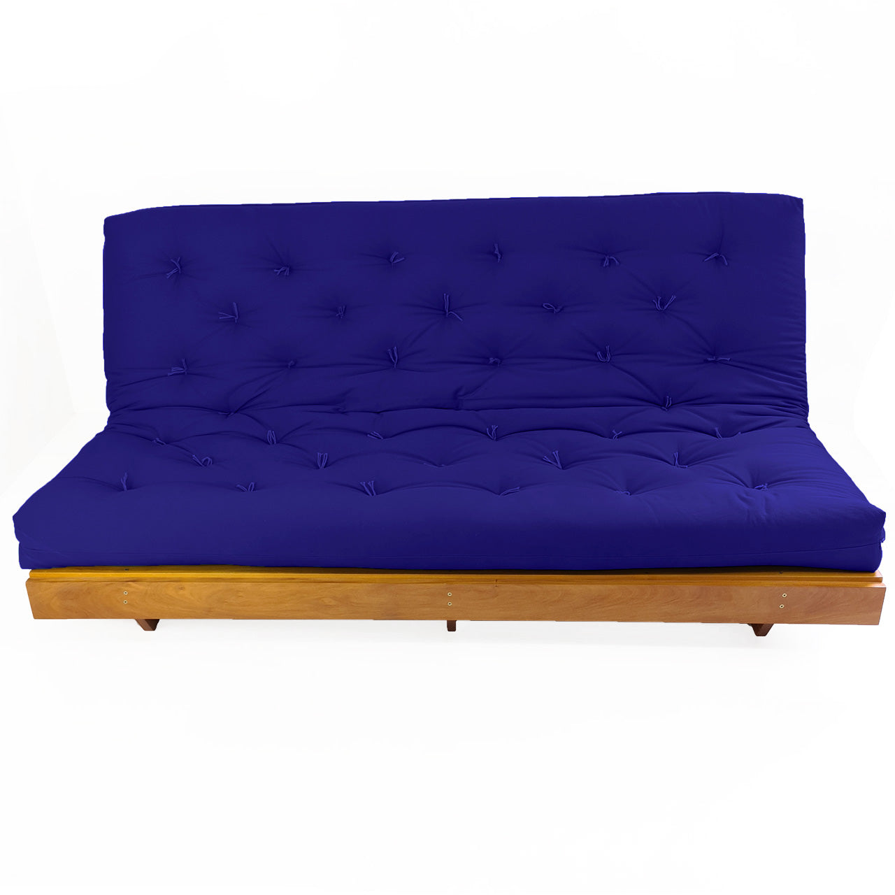 Sofá Cama Futon L Acquablock Azul Royal em Madeira Nobre  Maciça