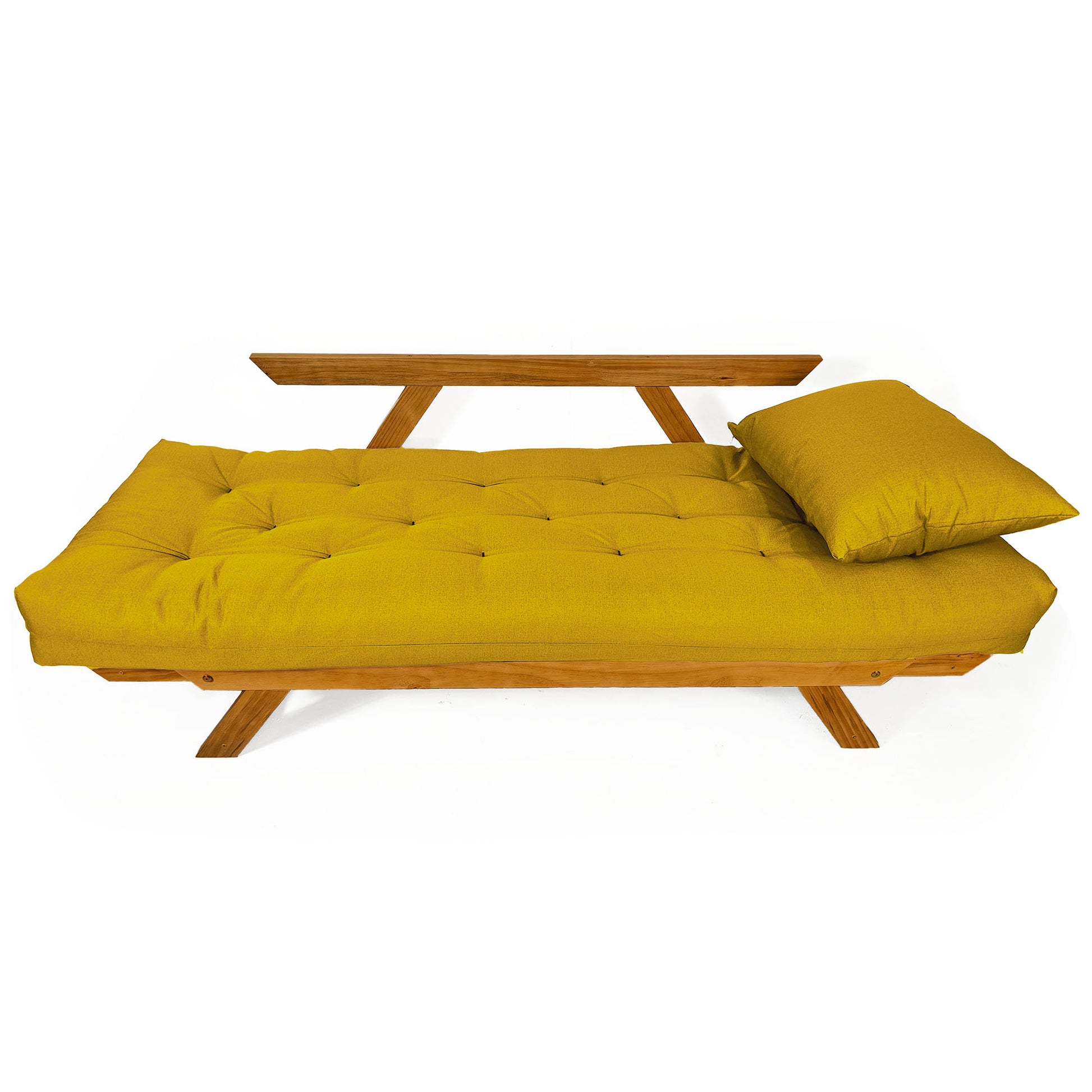 Sofá Japão Futon Acquablock Madeira Cor Mel - Amarelo