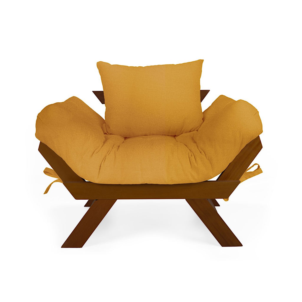 Poltrona Japão Acquablock Madeira Nobre Imbuia - Amarelo