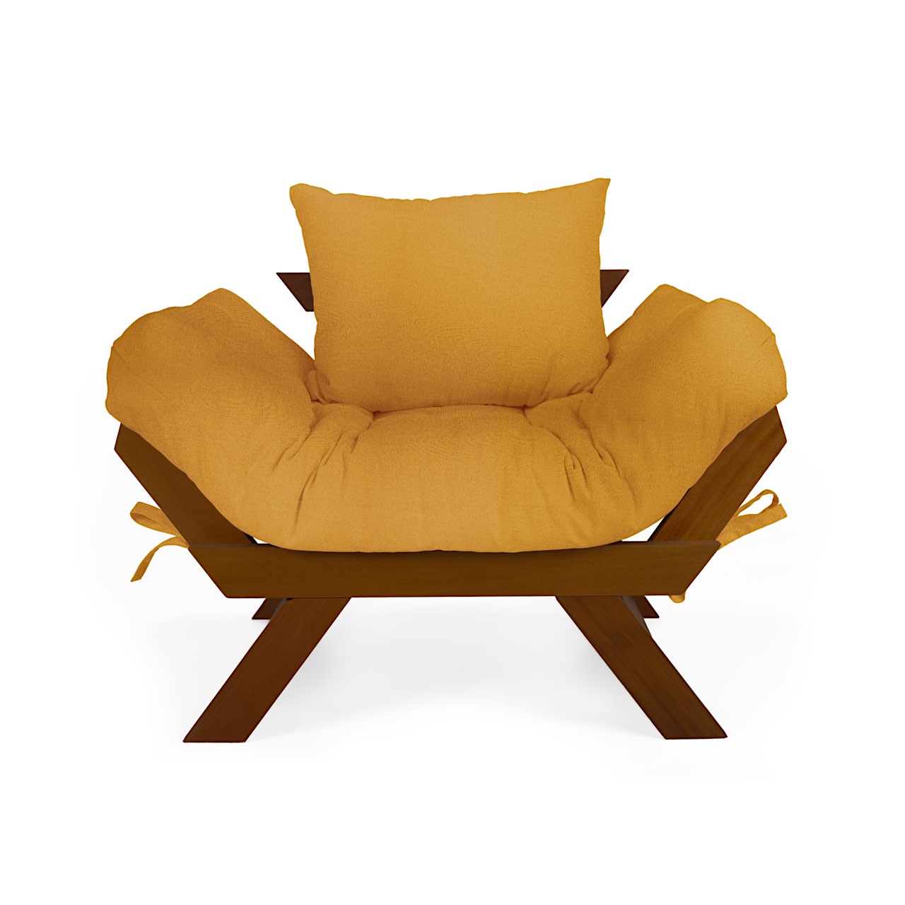 Poltrona Japão Acquablock Madeira Nobre Imbuia - Amarelo
