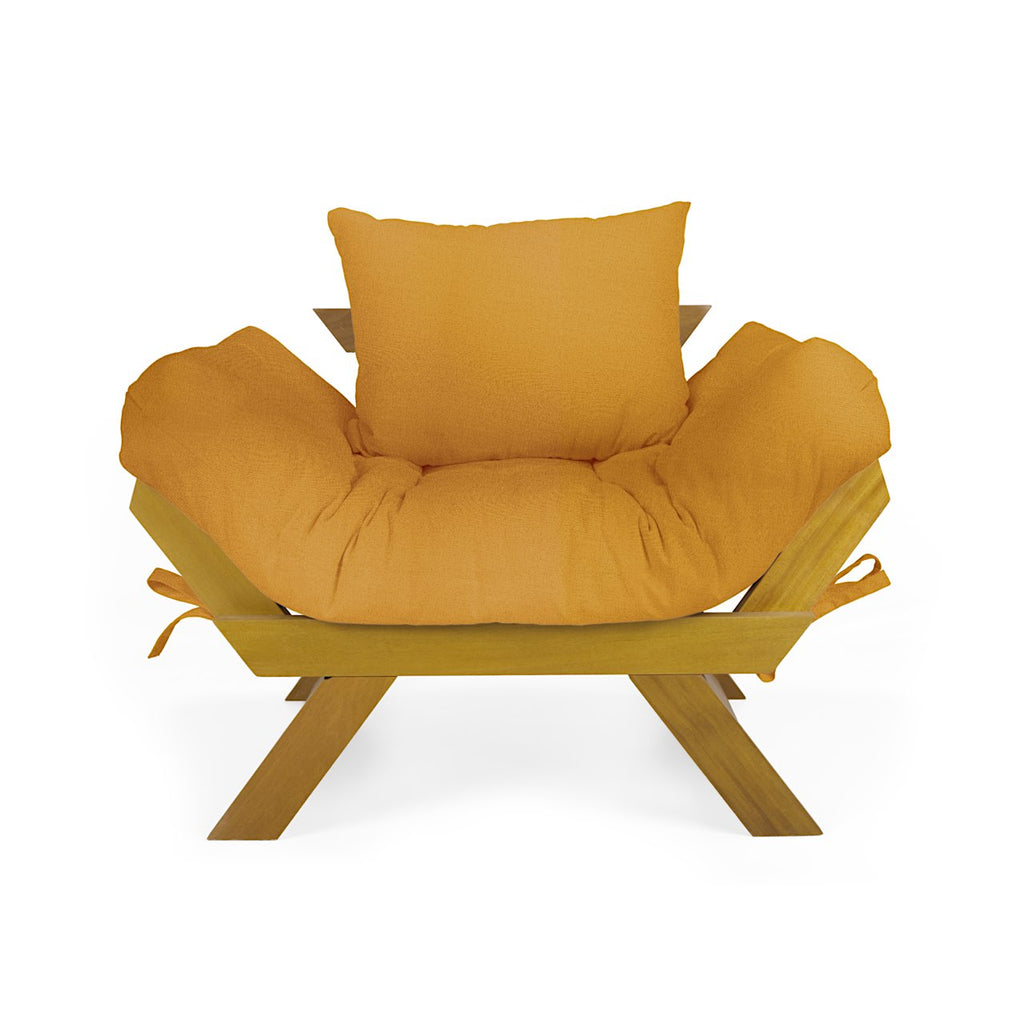 Poltrona Japão Acquablock Madeira Pinus Mel - Amarelo