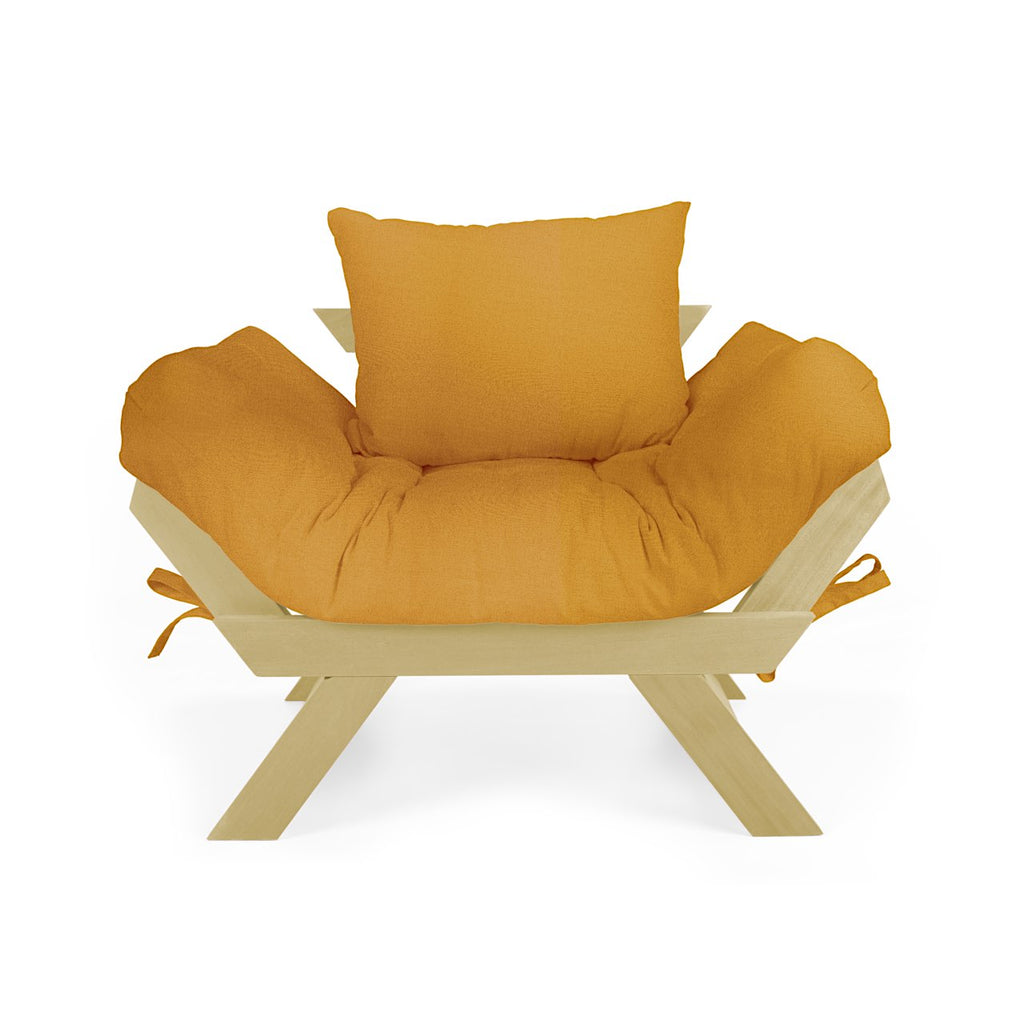 Poltrona Japão Acquablock Madeira Pinus Sem Pintura - Amarelo