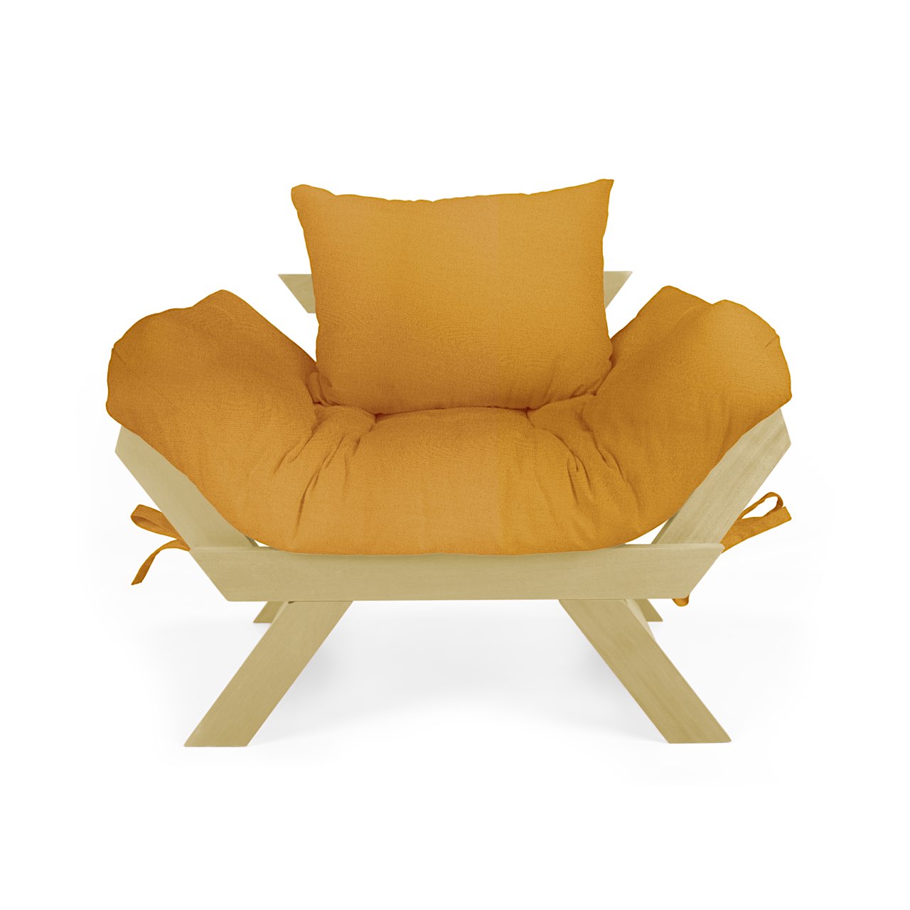 Poltrona Japão Acquablock Madeira Pinus Sem Pintura - Amarelo