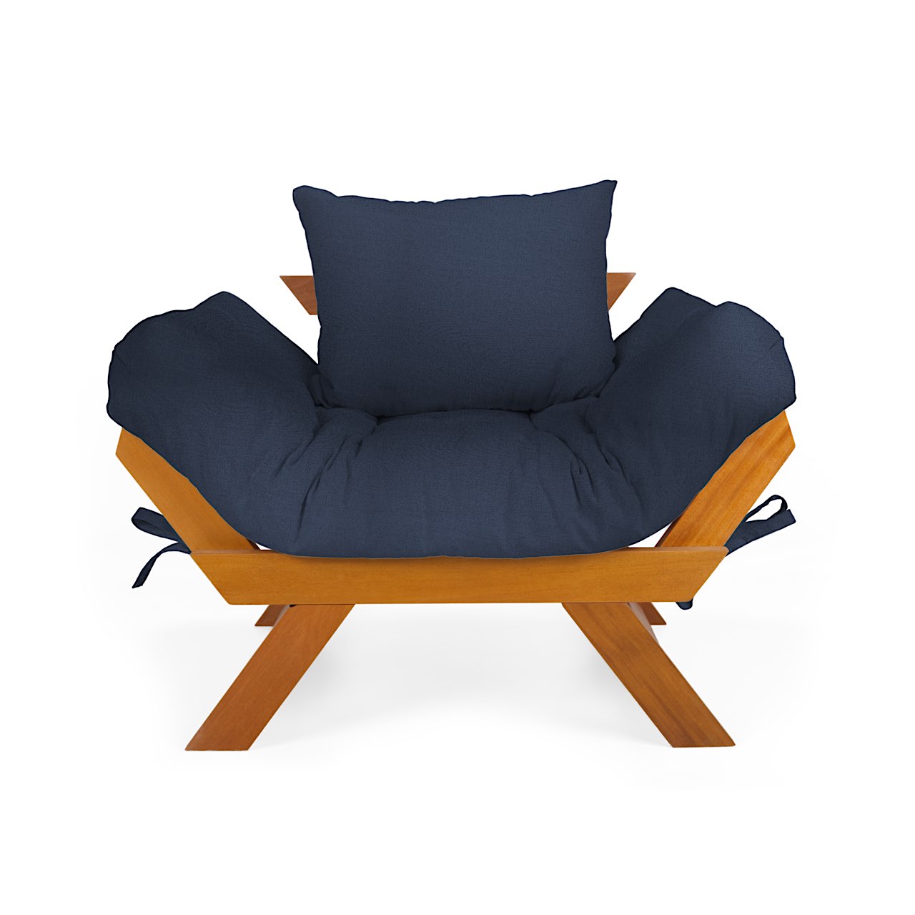 Poltrona Japão Acquablock Madeira Nobre Mel - Azul Royal