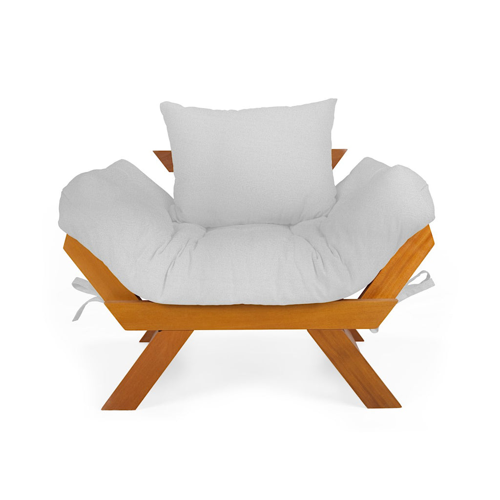 Poltrona Japão Acquablock Madeira Nobre Mel - Branco Off