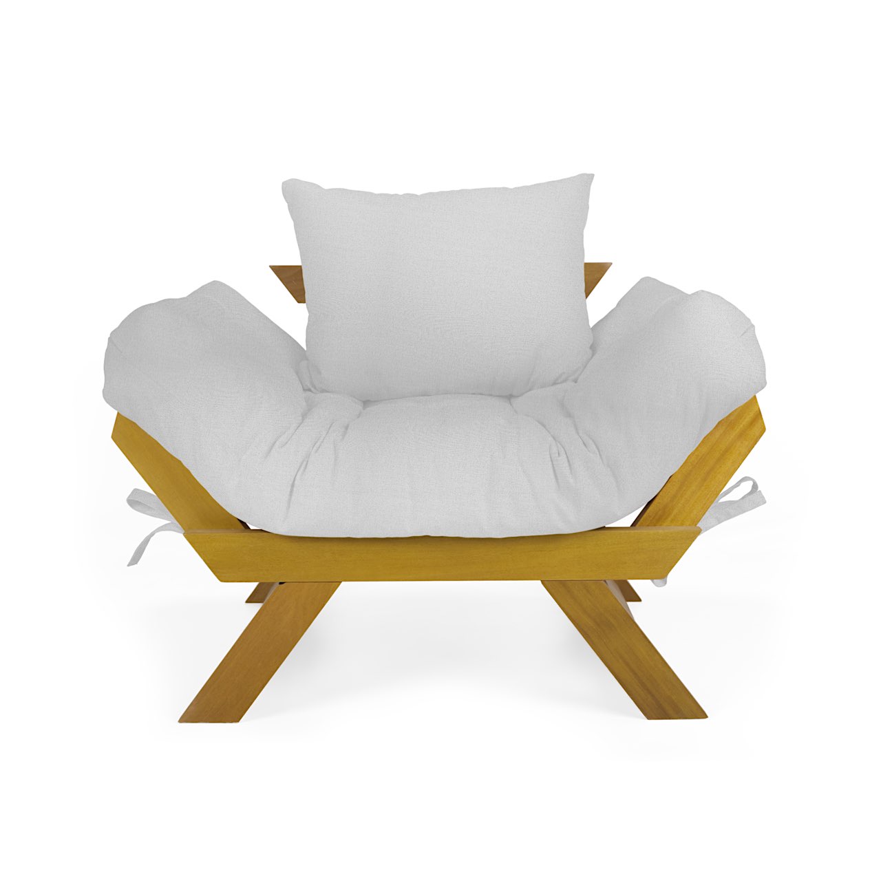 Poltrona Japão Acquablock Madeira Pinus Mel - Branco Off