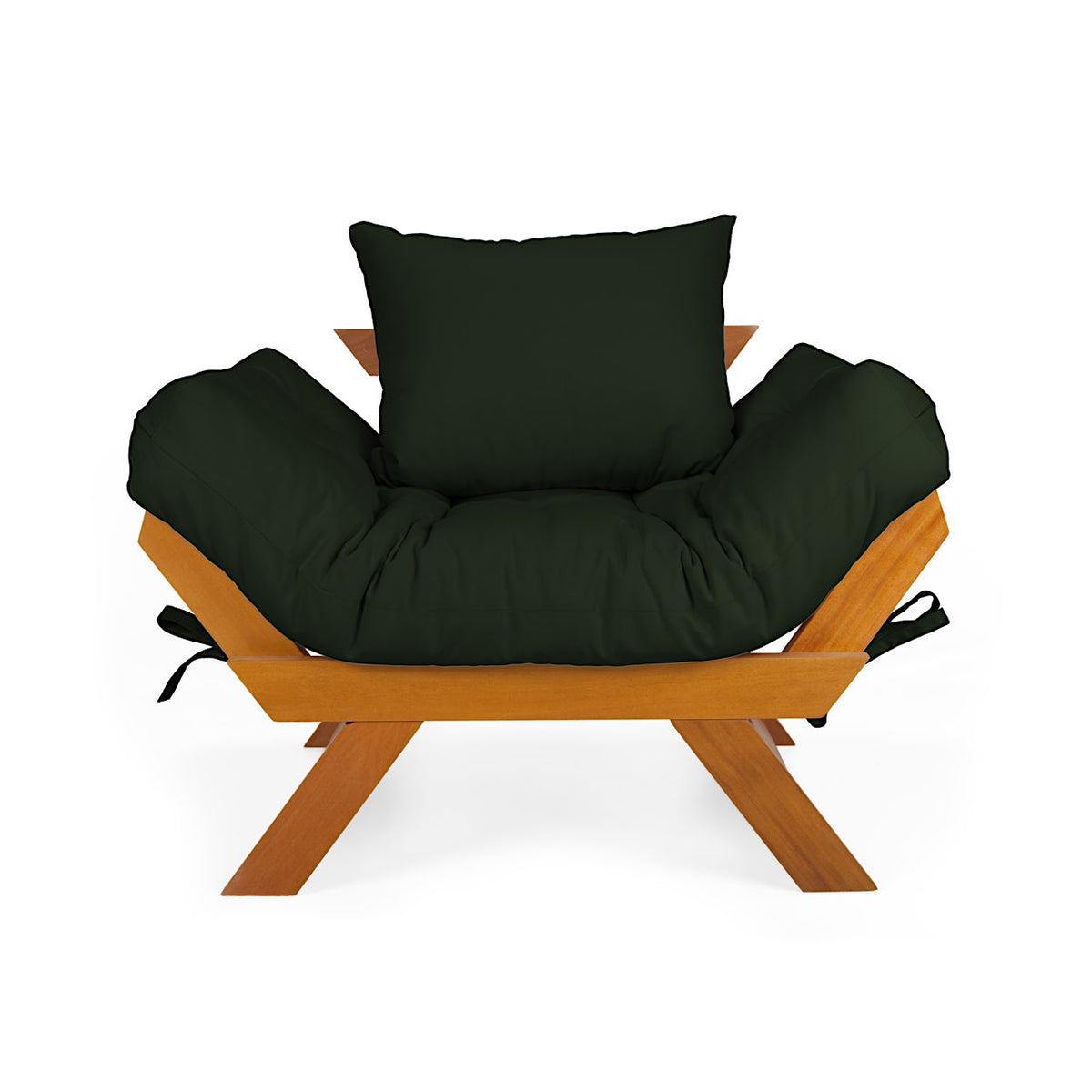 Poltrona Japão Sarja Madeira Nobre Mel - Verde
