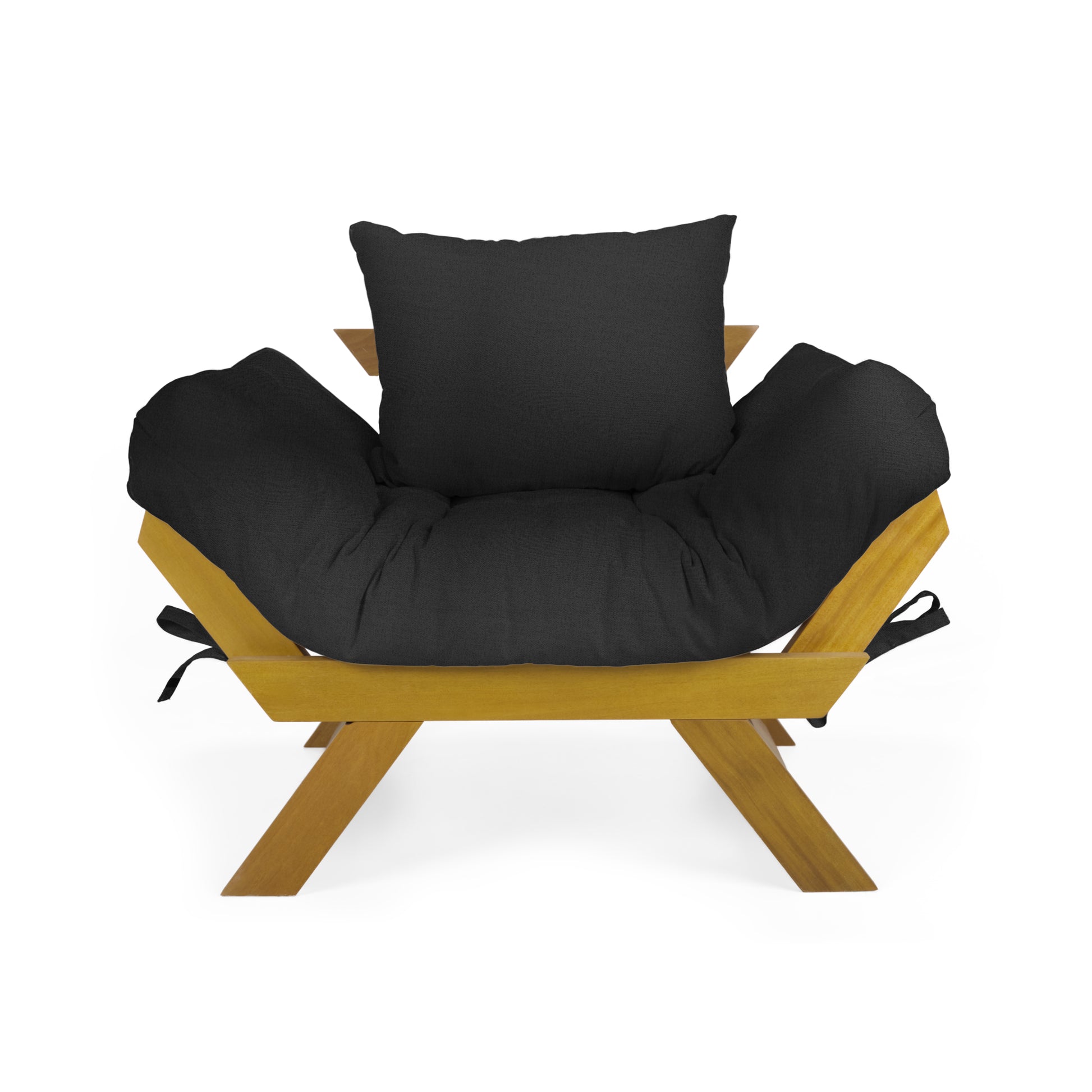 Poltrona Japão Acquablock Madeira Pinus Mel - Preto