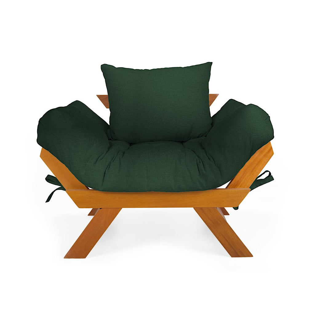 Poltrona Japão Acquablock Madeira Nobre Mel - Verde Oliva