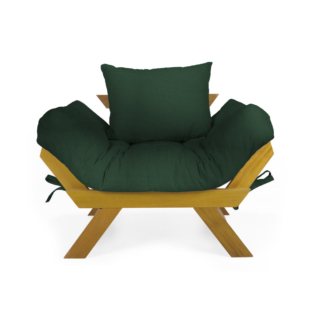 Poltrona Japão Acquablock Madeira Pinus Mel - Verde Oliva