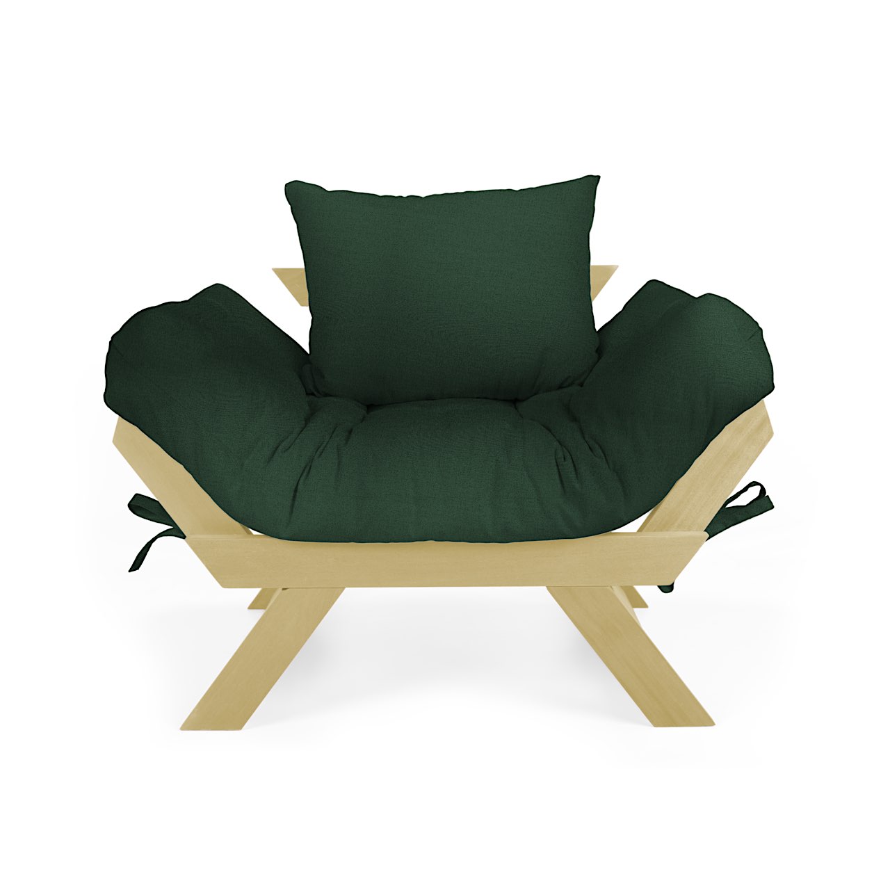 Poltrona Japão Acquablock Madeira Pinus Sem Pintura - Verde Oliva