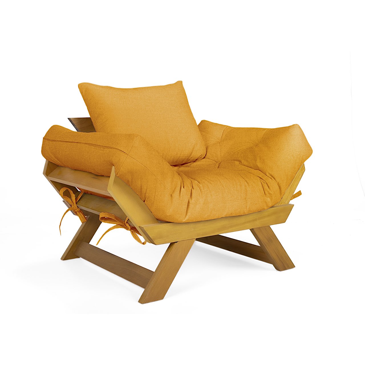 Poltrona Japão Acquablock Madeira Pinus Mel - Amarelo