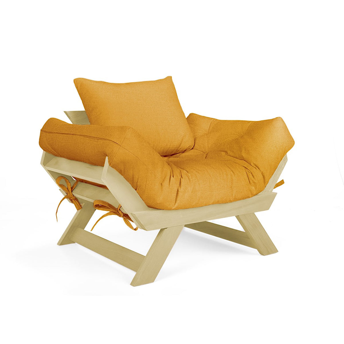 Poltrona Japão Acquablock Madeira Pinus Sem Pintura - Amarelo