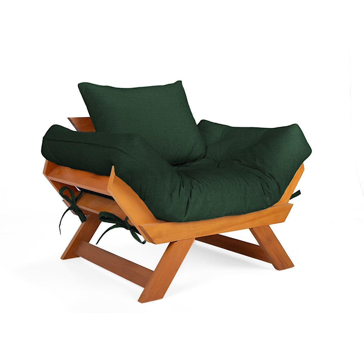 Poltrona Japão Acquablock Madeira Nobre Mel - Verde Oliva