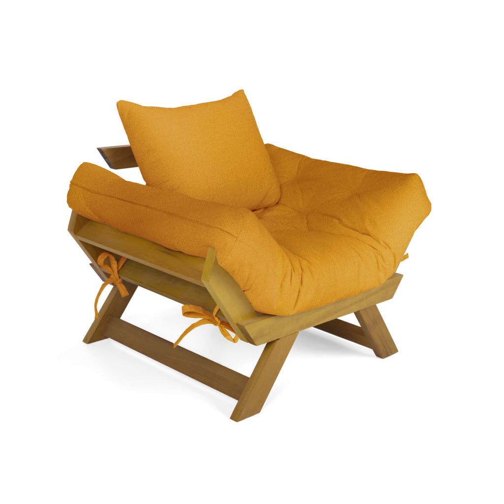 Poltrona Japão Acquablock Madeira Pinus Mel - Amarelo