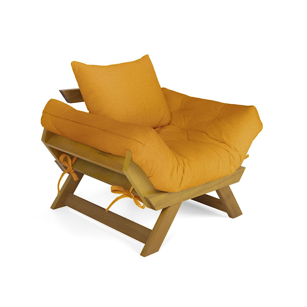 Poltrona Japão Acquablock Madeira Pinus Mel - Amarelo