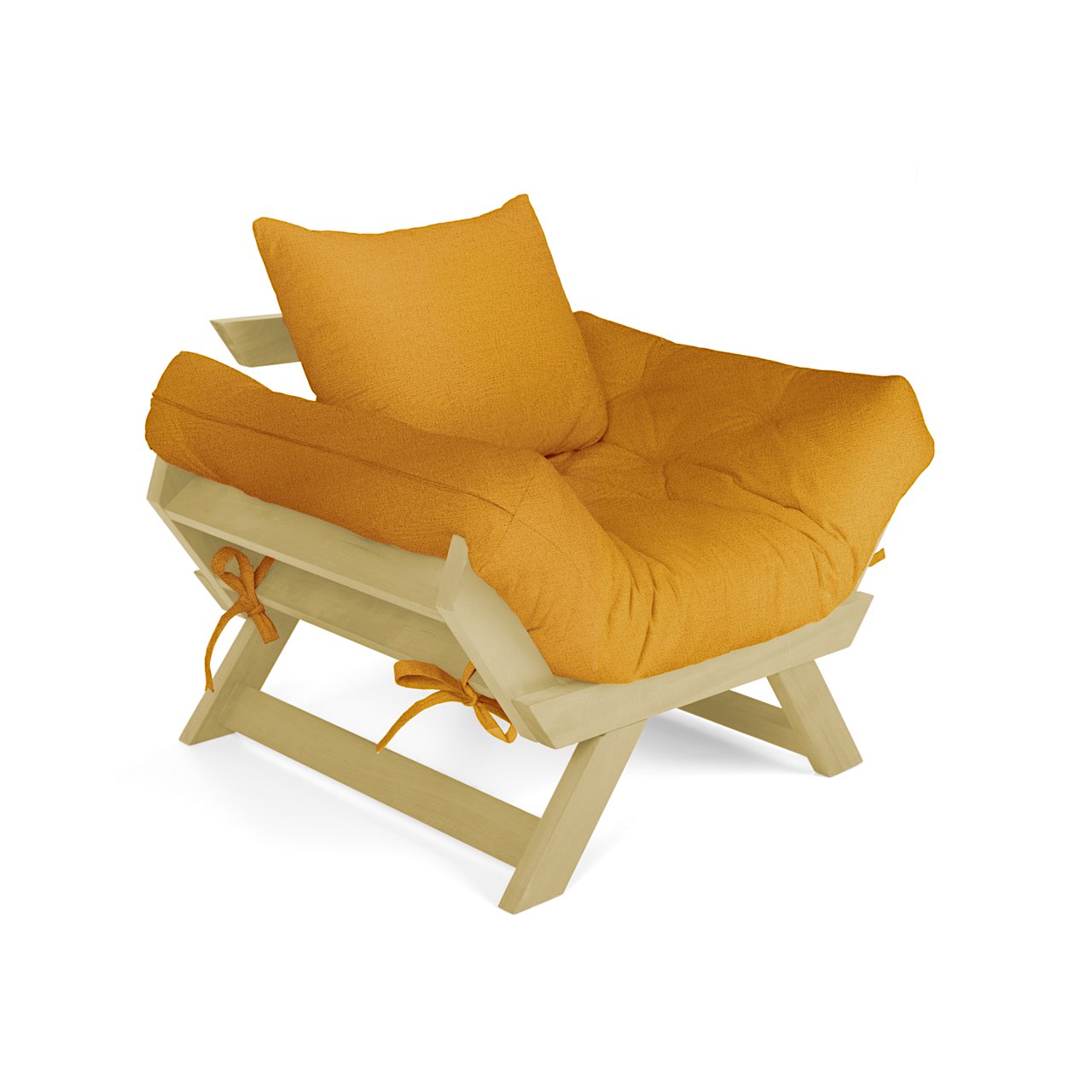 Poltrona Japão Acquablock Madeira Pinus Sem Pintura - Amarelo
