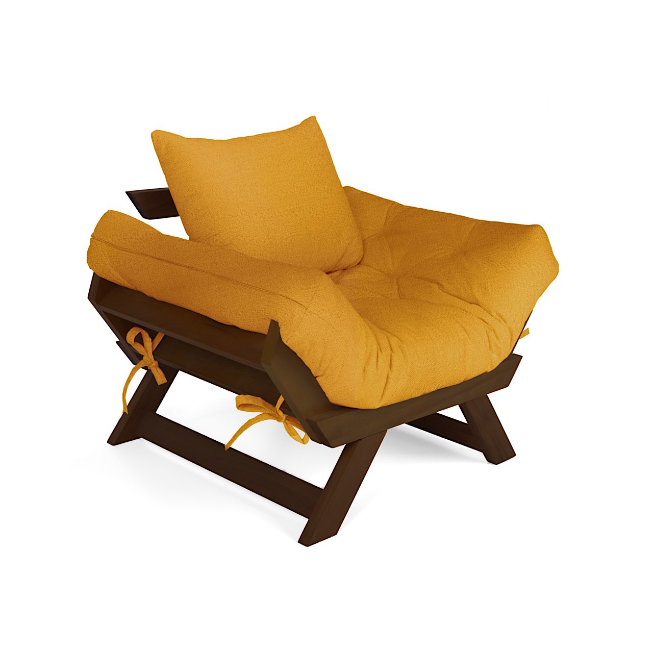 Poltrona Japão Acquablock Madeira Nobre Imbuia - Amarelo