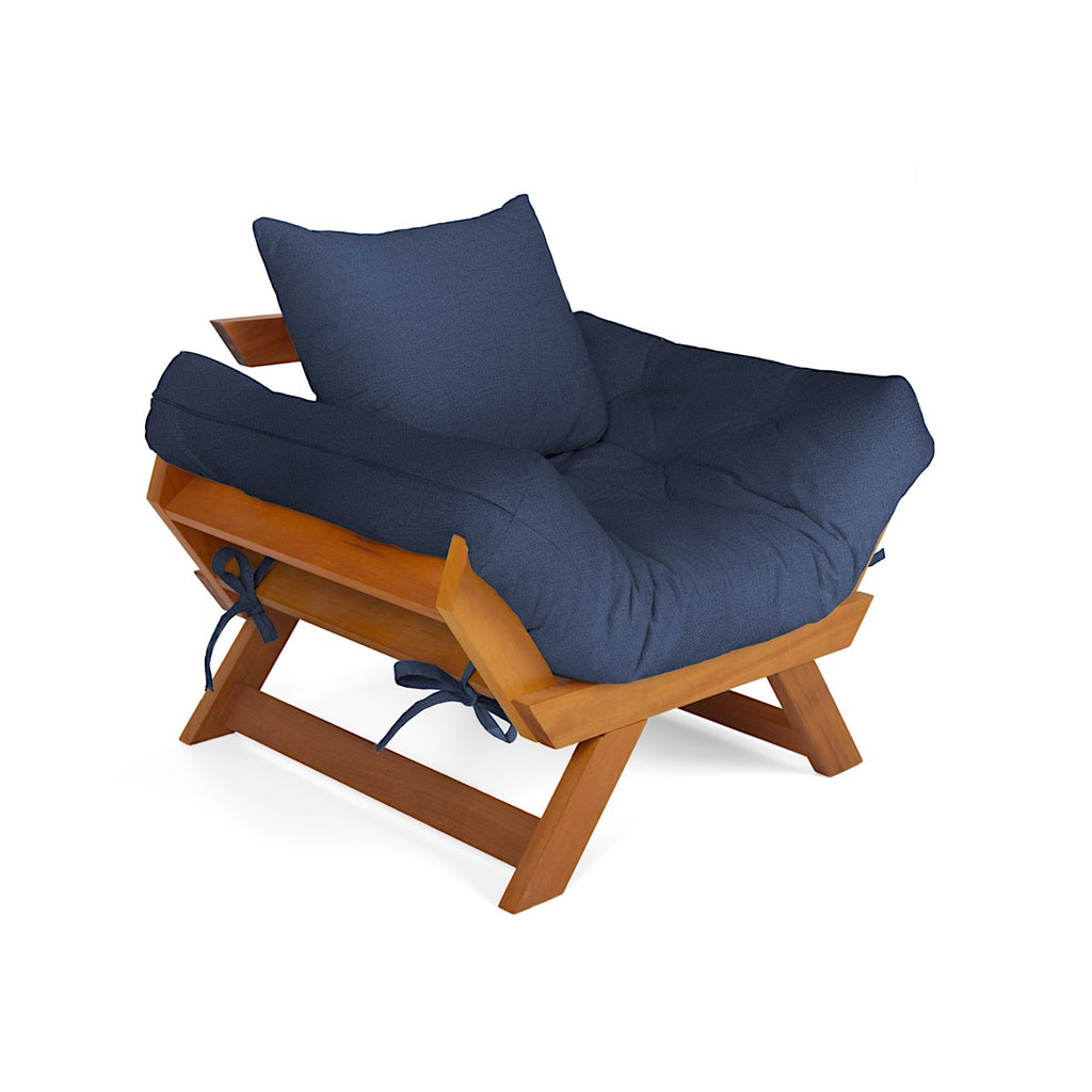 Poltrona Japão Acquablock Madeira Nobre Mel - Azul Royal