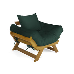 Poltrona Japão Acquablock Madeira Pinus Mel - Verde Oliva