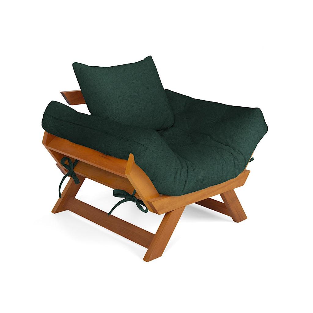 Poltrona Japão Acquablock Madeira Nobre Mel - Verde Oliva