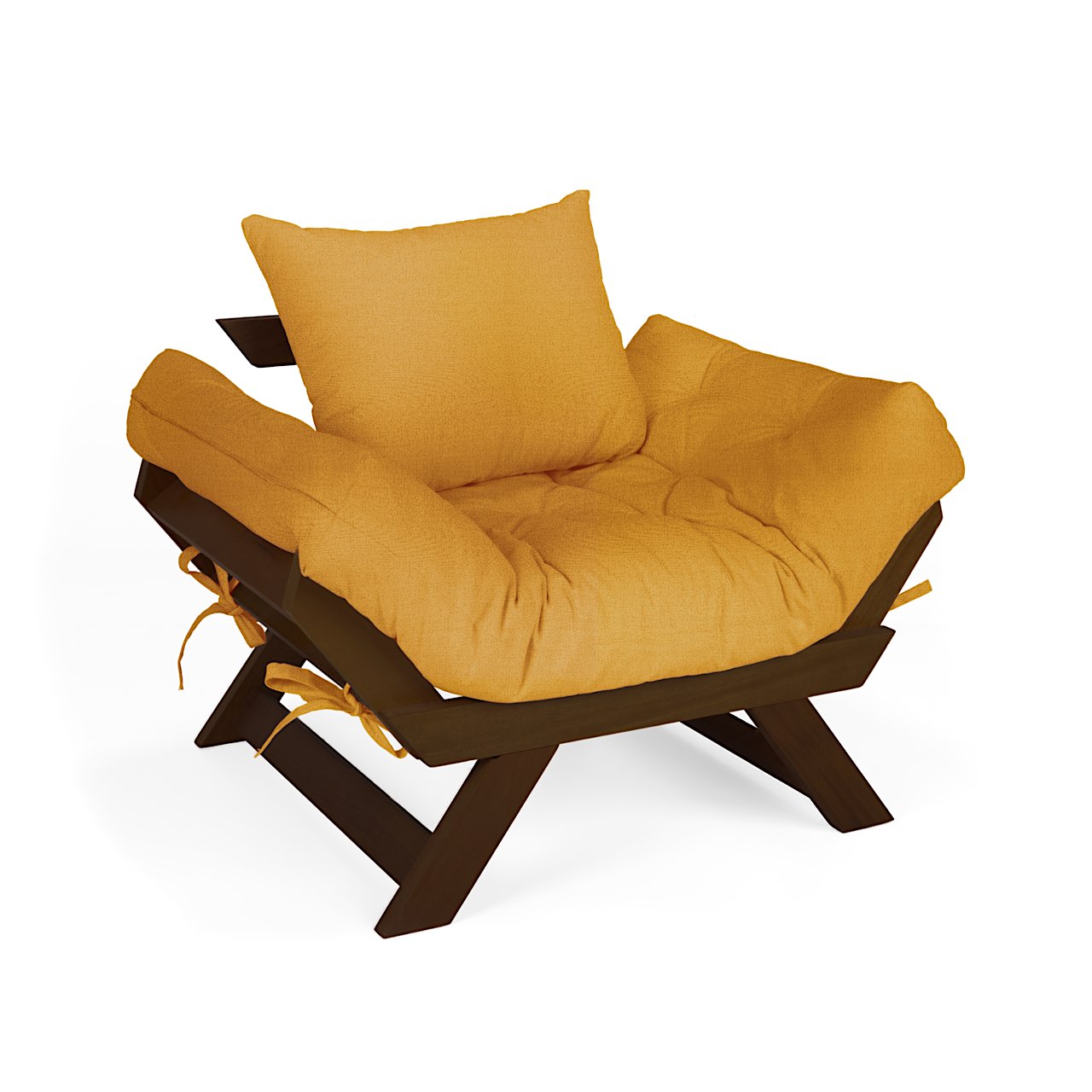 Poltrona Japão Acquablock Madeira Nobre Imbuia - Amarelo