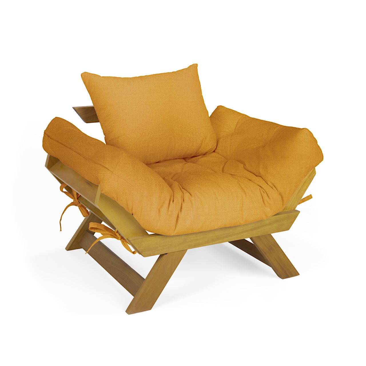 Poltrona Japão Acquablock Madeira Pinus Mel - Amarelo