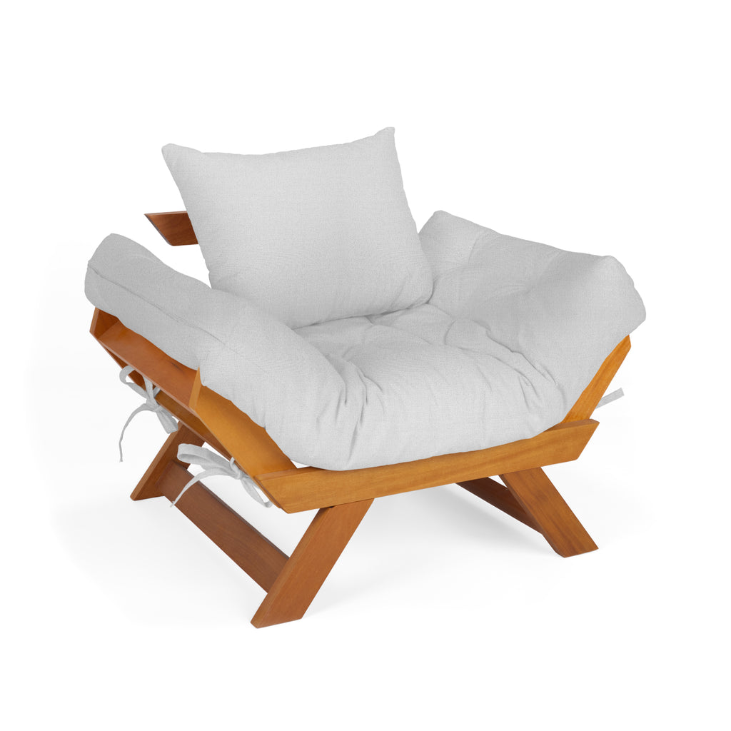 Poltrona Japão Acquablock Madeira Nobre Mel - Branco Off