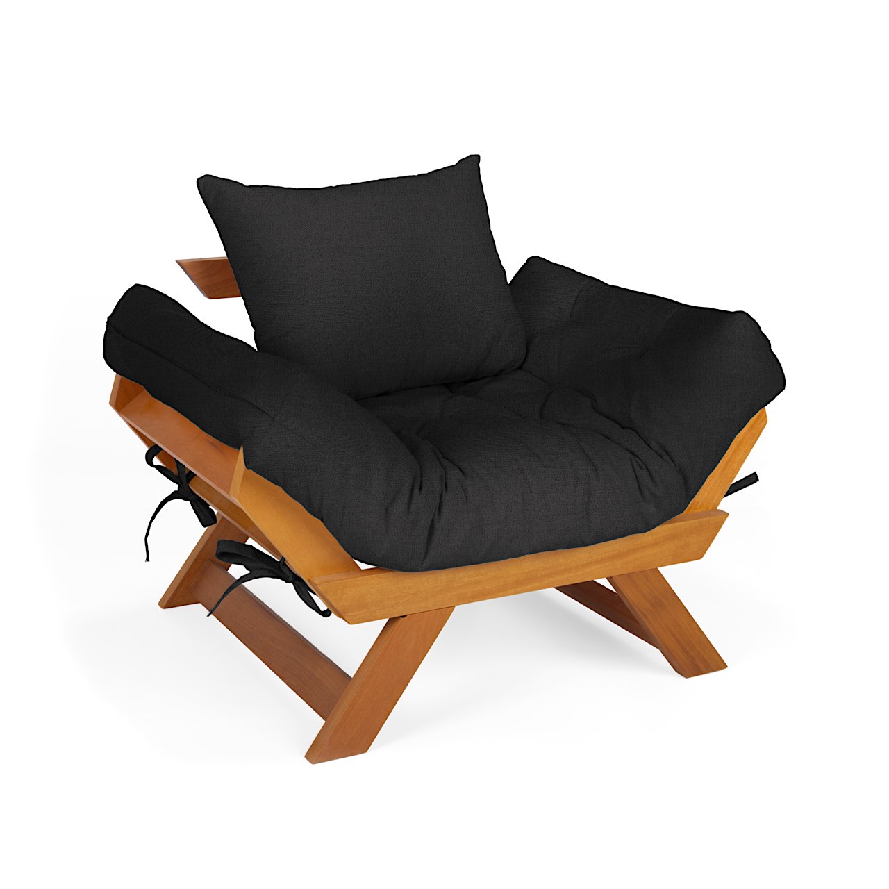 Poltrona Japão Acquablock Madeira Nobre Mel - Preto