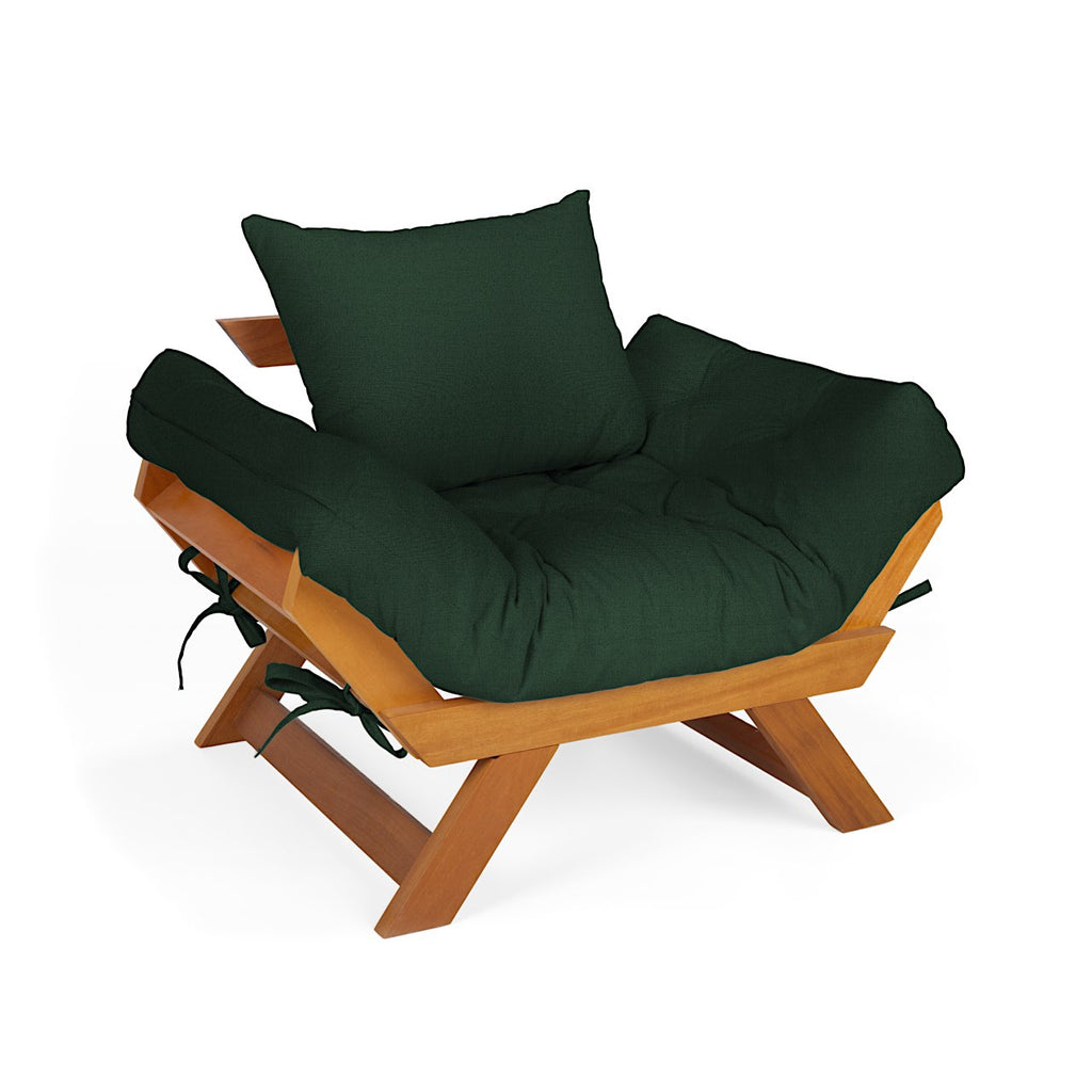 Poltrona Japão Acquablock Madeira Nobre Mel - Verde Oliva