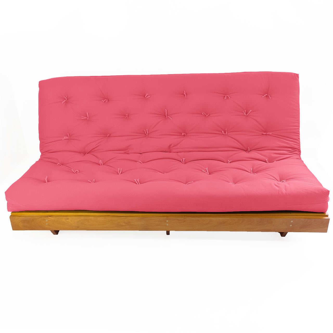 Sofá Cama Futon L Sarja Goiaba em Madeira Nobre Maciça