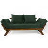 Sofá Japão Futon Sarja Madeira Cor Imbuia - Verde Militar