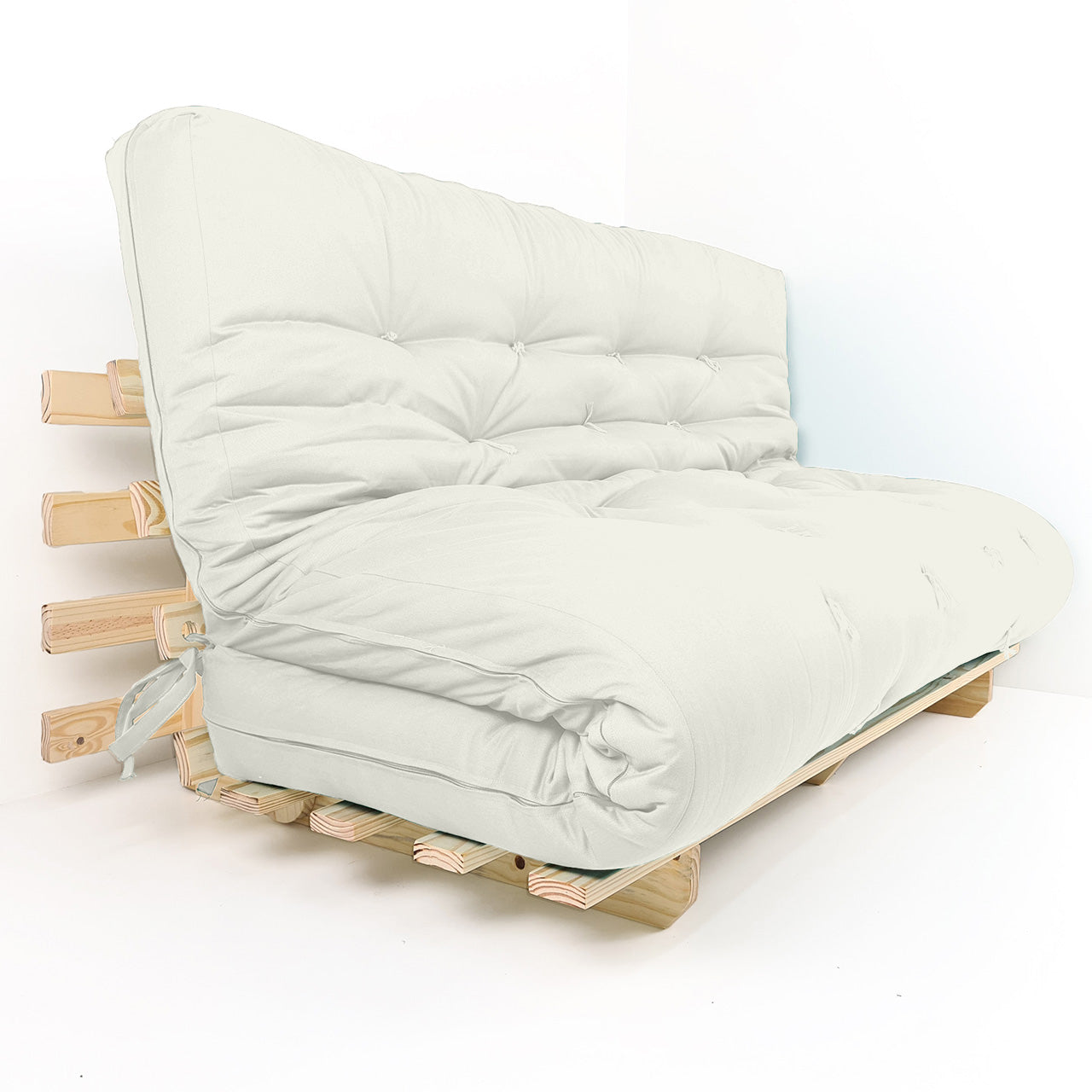 Sofa Cama Futon Oriental King Madeira Pinus Acquablock Branco Off