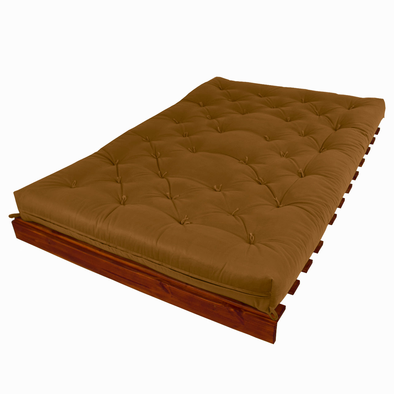 Sofá Cama Casal Futon Tokio D33 Madeira Maciça Cor Imbuia - Caramelo