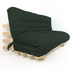 Sofa Cama Futon Oriental King Madeira Pinus Sarja Verde Militar
