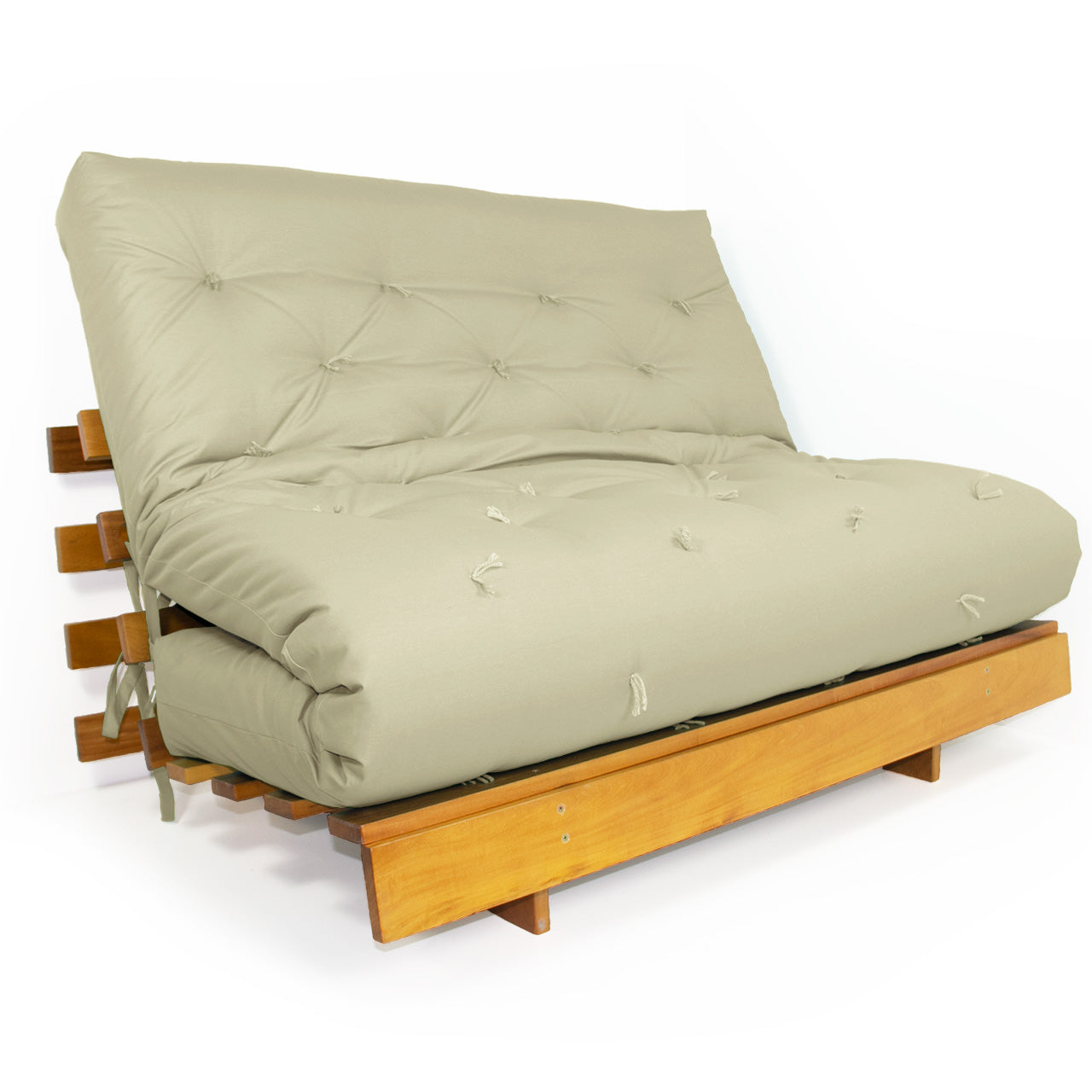 Sofá Cama Casal Futon Tokio Madeira Nobre Sarja Bege