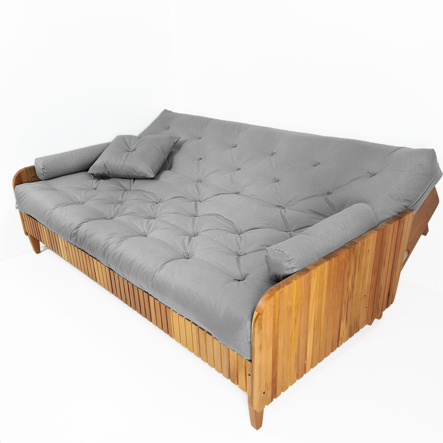 Sofá Cama Paris Ripado Acquablock Madeira Nobre - Cinza Linho