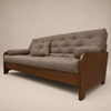 Sofá Cama Casal Futon Paris New II Acquablock em Madeira Maciça Imbuia- Cor Fendi
