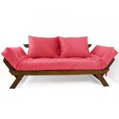 Sofá Japão Futon Sarja Madeira Cor Imbuia - Goiaba