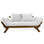 Sofá Cama Reclinável Futon D33 Japão - Madeira Imbuia Tecido Acquablock Cor Branco Off