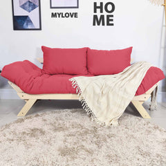 Sofá Japão Futon Sarja Madeira Sem Pintura - Goiaba