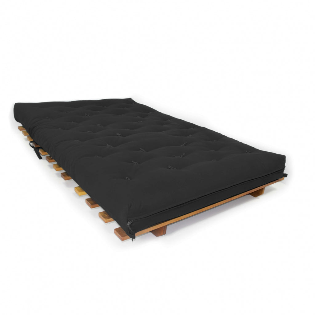 Sofá Cama Casal Futon Oriental Madeira Nobre Natural Preto