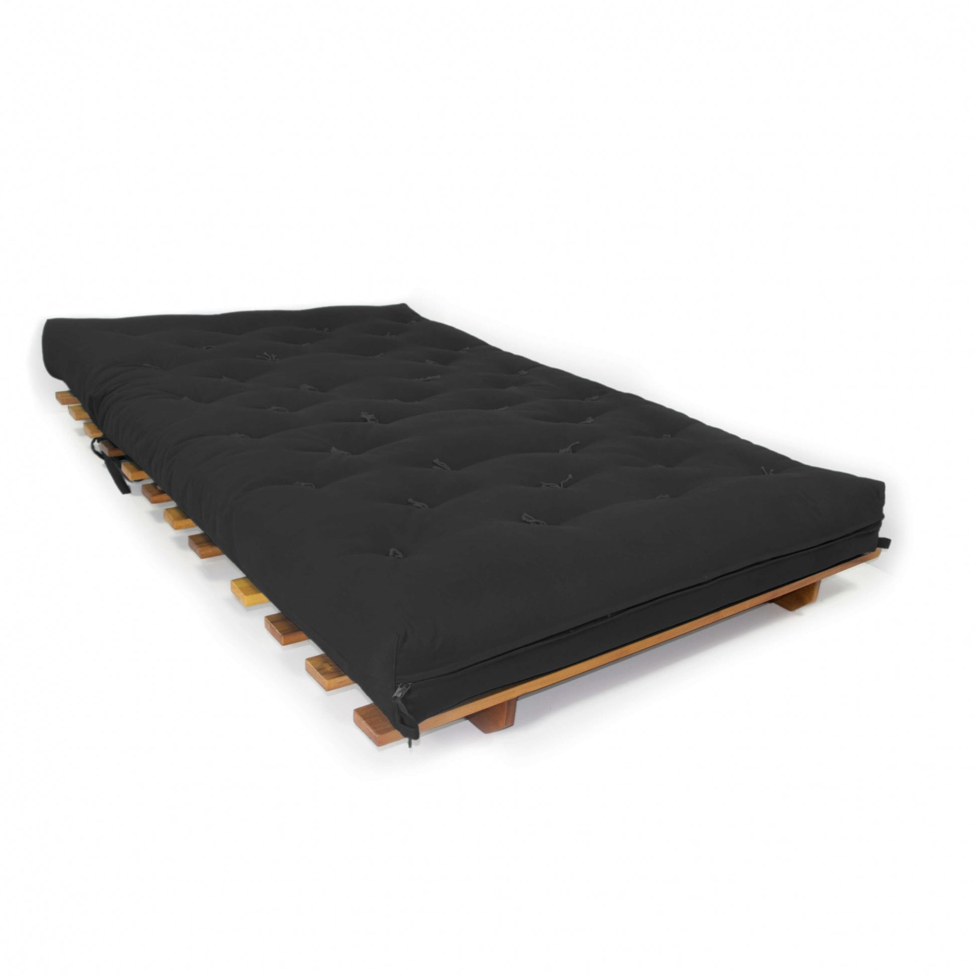 Sofá Cama Casal Futon Oriental Madeira Nobre Natural Preto