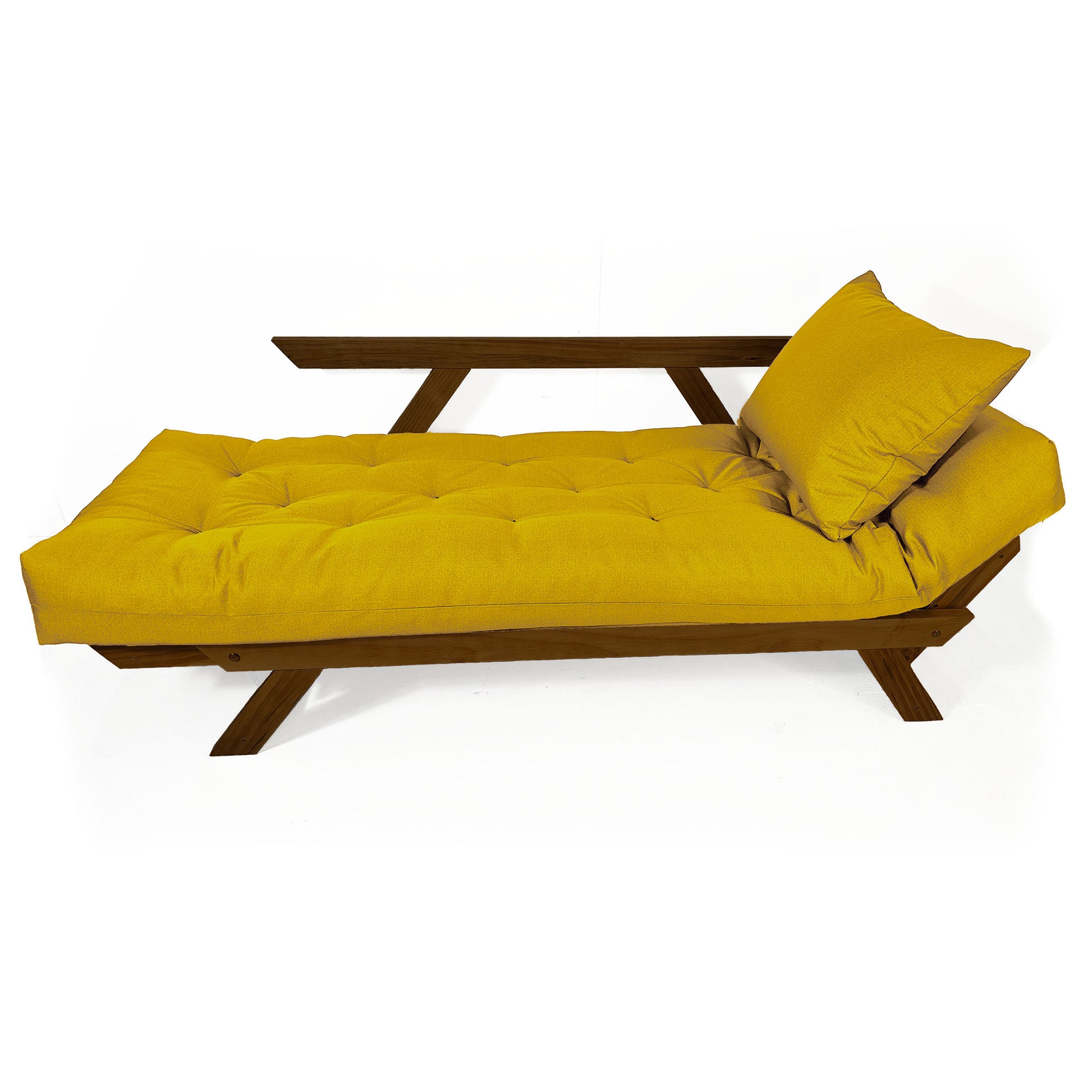 Sofá Japão Futon Acquablock Madeira Cor Imbuia D33 - Amarelo