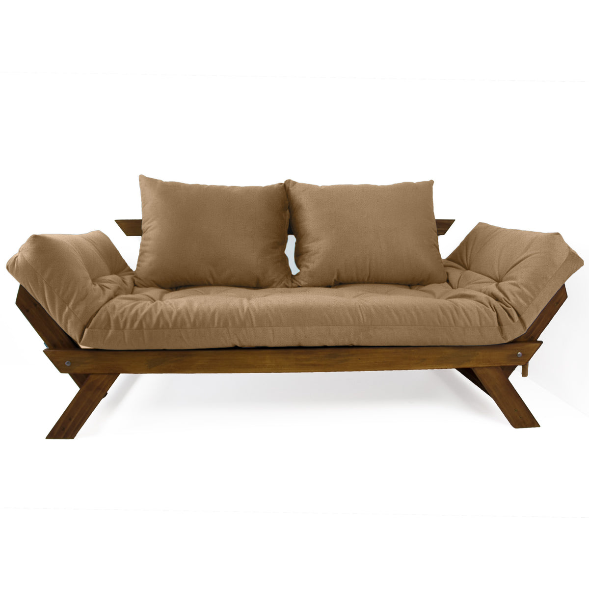 Sofá Cama Reclinável Futon D33 Japão - Madeira Imbuia Tecido Acquablock Cor Fendi