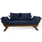 Sofá Cama Reclinável Futon D33 Japão - Madeira Imbuia Tecido  Acquablock Cor Azul Royal