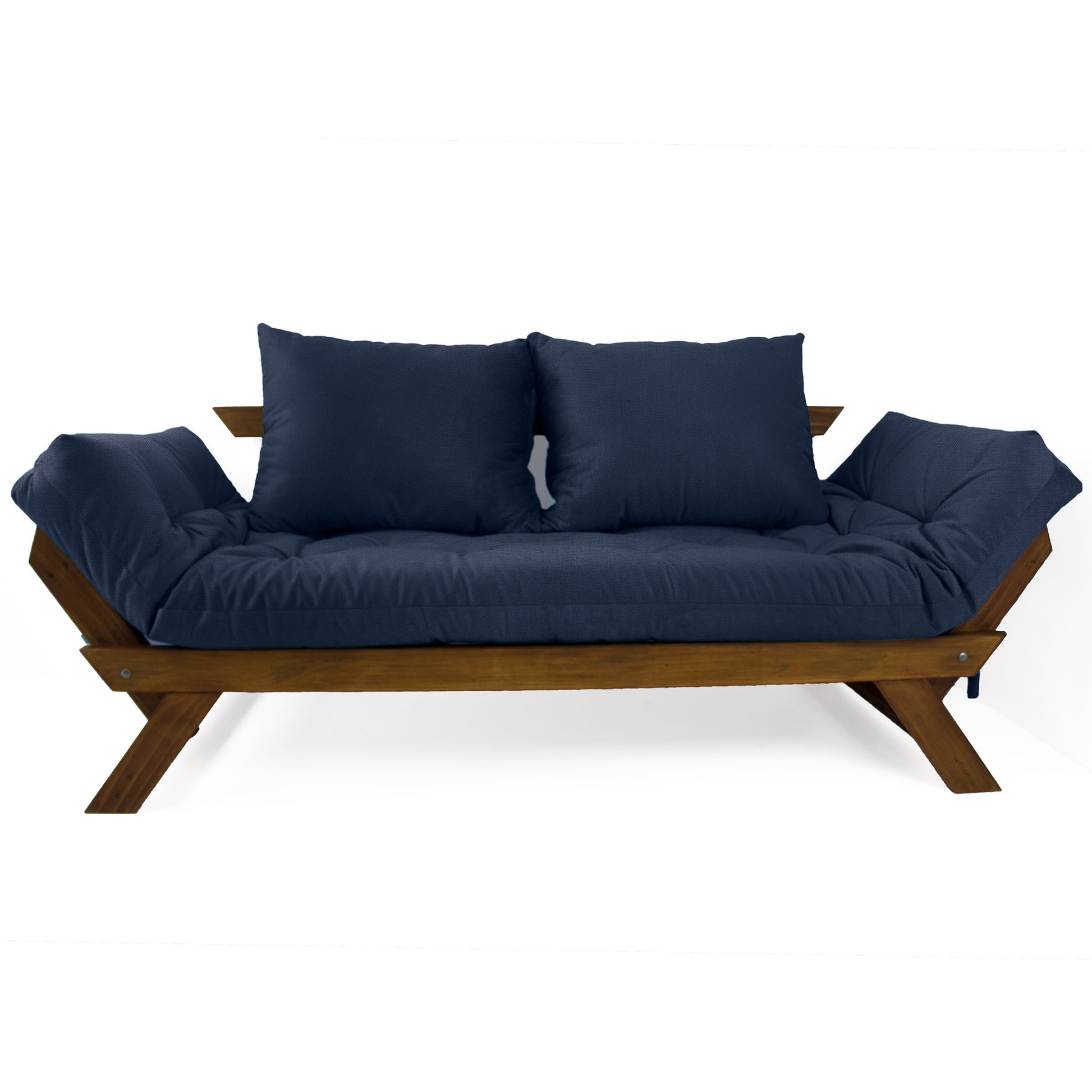 Sofá Japão Futon Acquablock Madeira Cor Imbuia D33 - Azul Royal