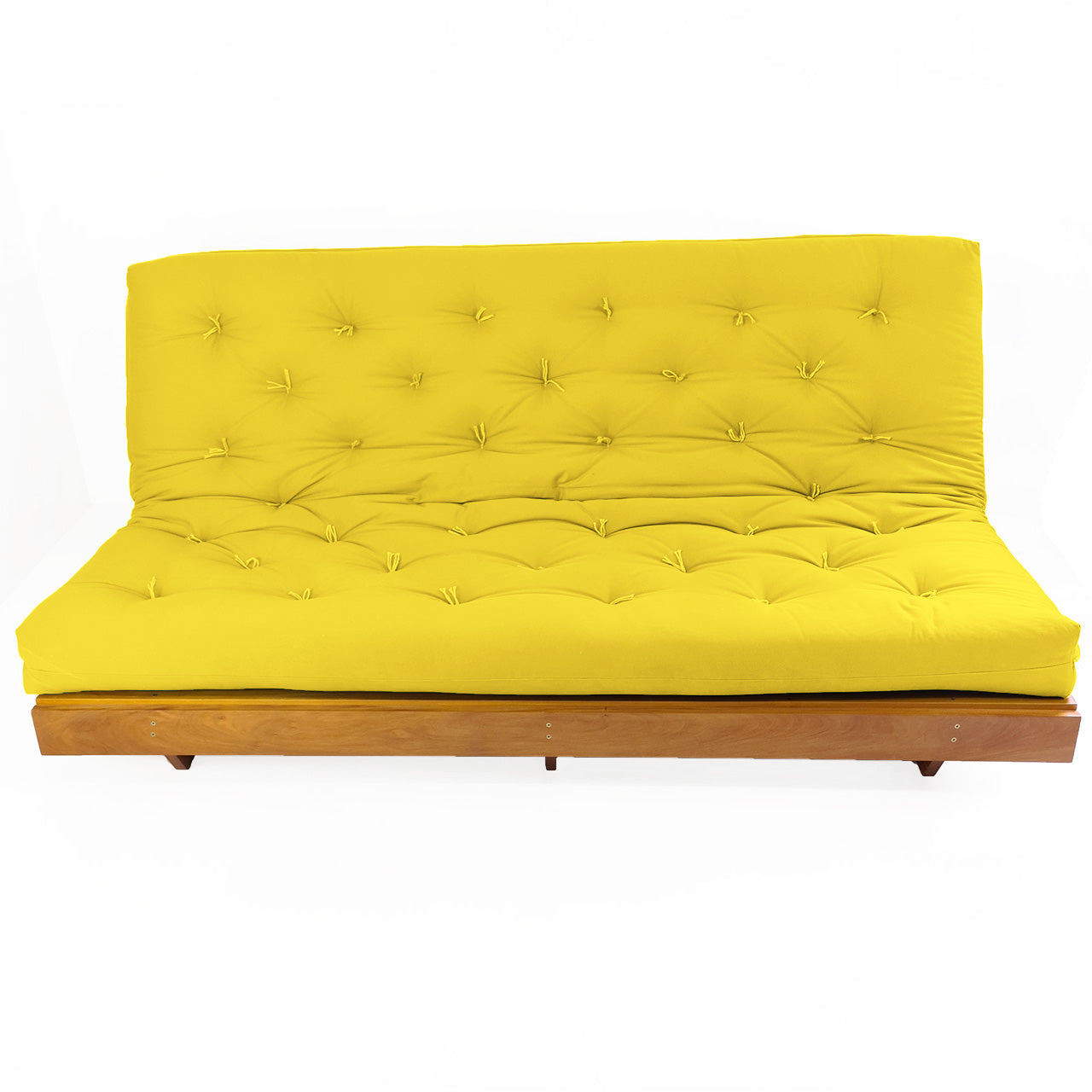 Sofá Cama Futon L Acquablock Amarelo em Madeira Nobre  Maciça