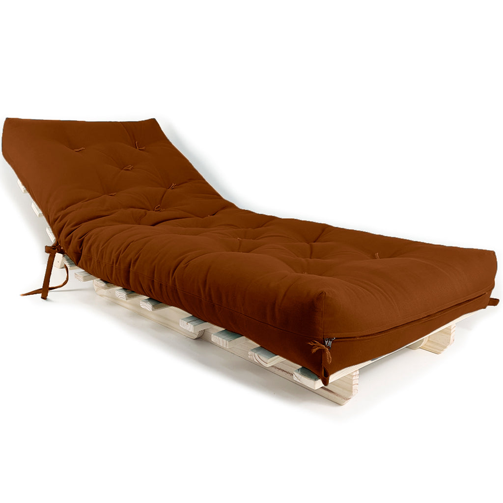 Sofa Cama Solteiro Futon Dobrável Sarja Caramelo