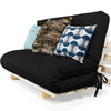 Sofa Cama Casal Futon Oriental D33 Com Madeira Maciça - Preto
